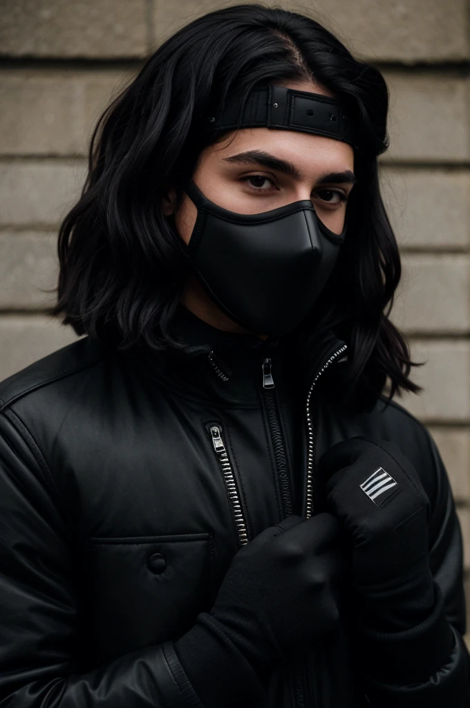 Kameron beloch black gloves black black black jacket black masks