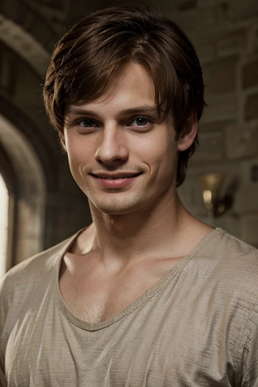 Bradley James as a young lord (brown hair) (smiling)