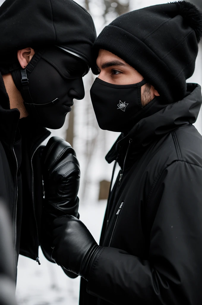Kameron beloch black gloves black black black jacket black hood black masks