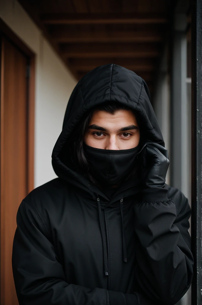 Kameron beloch black  gloves black black  black jacket black hood black masks 
