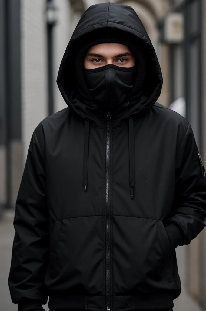 Kameron beloch black  gloves black black  black jacket black hood black masks 