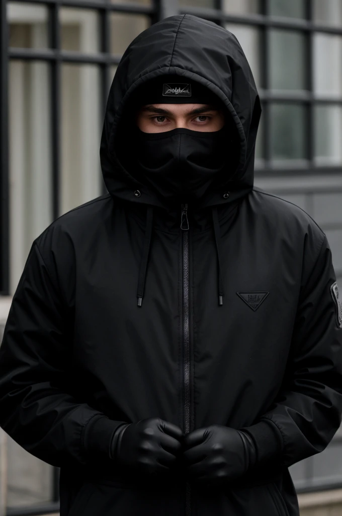 Kameron beloch black  gloves black black  black jacket black hood black masks 