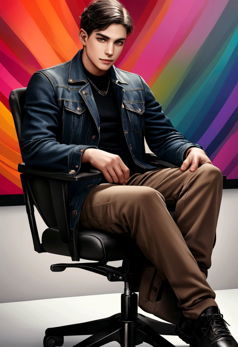 Young man in chair sitting 8k ultra realistic and changing background with YouTube Studio
