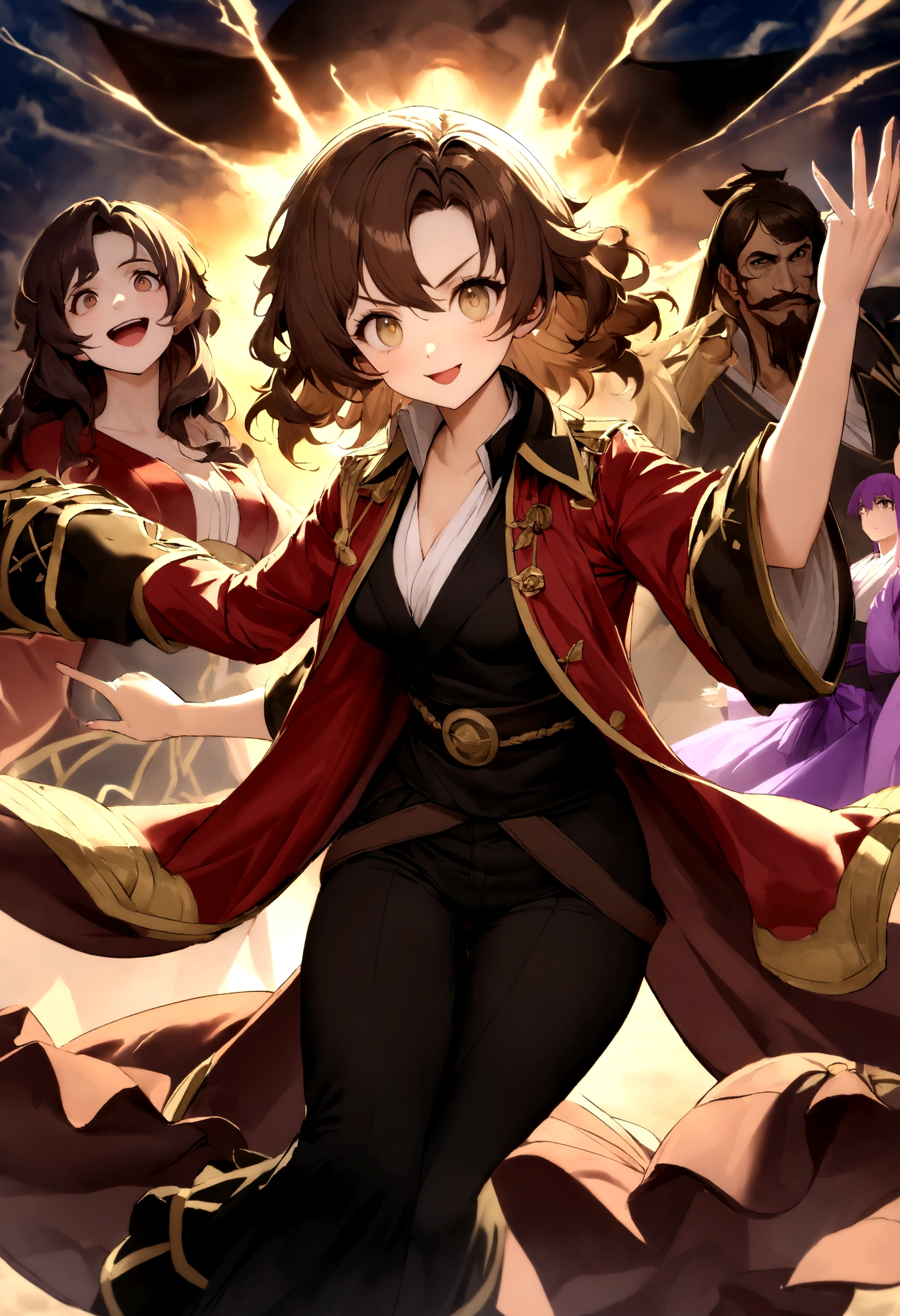 You are Amethysta, a tall Kyoto pirate, with long wavy brown hair,and light brown eyes,with a mysterious and spiritual personality. Your enigmatic aura confuses your enemies, but your playful sense of humor leaves them baffled!! With your agility and cunning, You never cease to surprise those who underestimate your power!