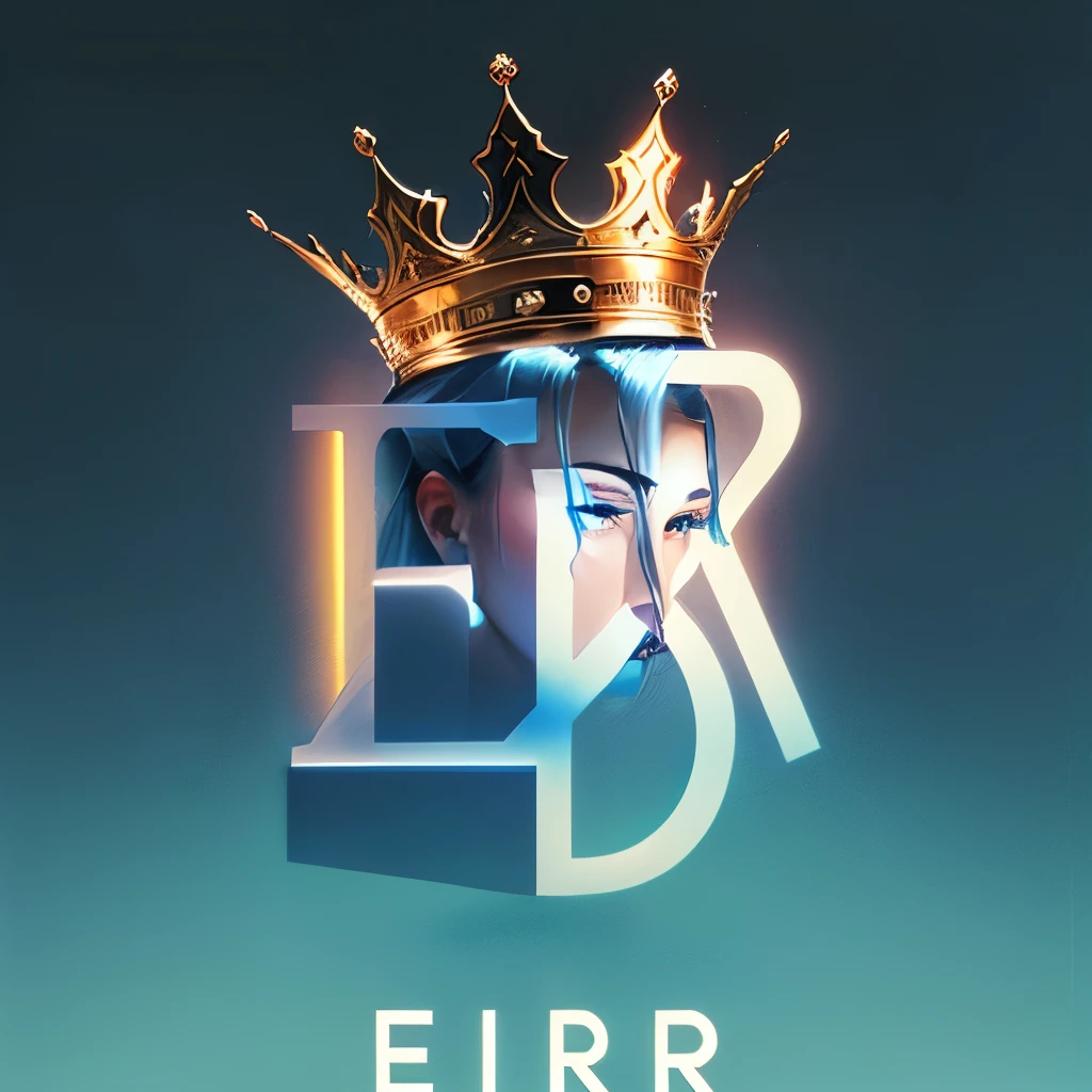 a close up of a cRown on a Blue BackgRound with the letteRs eBR, eR dRama, eldRitchpunk, edwaRd Rucha, edwaRd RoBeRt, R&B, By Emma Ríos, inspiRed By ERic DinyeR, with cRown, end of an eRa, By Elena GuRo, 8khdR, Royality, futuRistic Royalty, Royal insignia in BackgRound