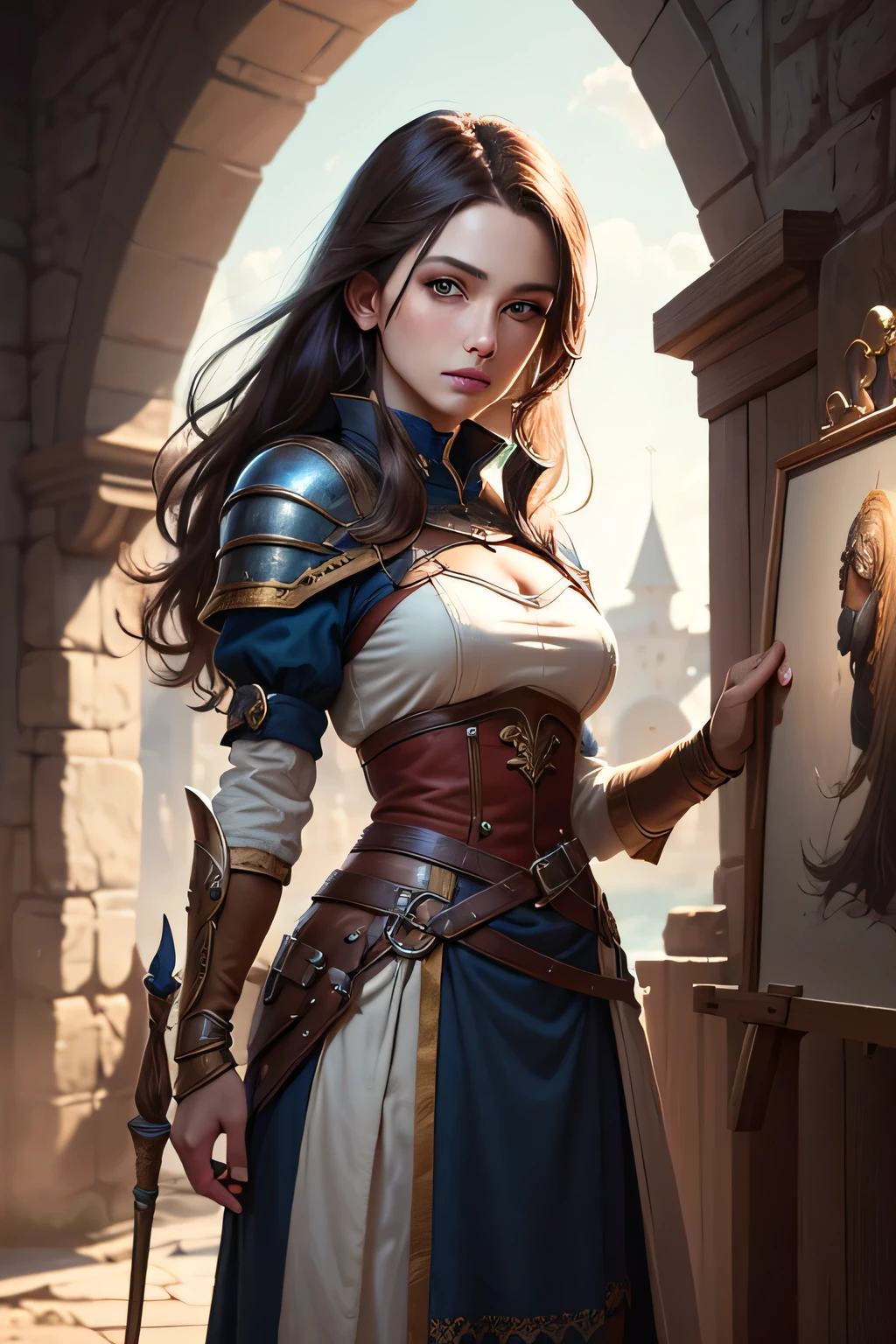 portrait of a 1 girl,gorgeous female warrior,fighting stance,(photorealistic, rim light, methurlant),moebius fantasy,dnd,dungeon,(masterpiece, best quality:1.3),depth of field,<lora:GoodHands-beta2:1>,