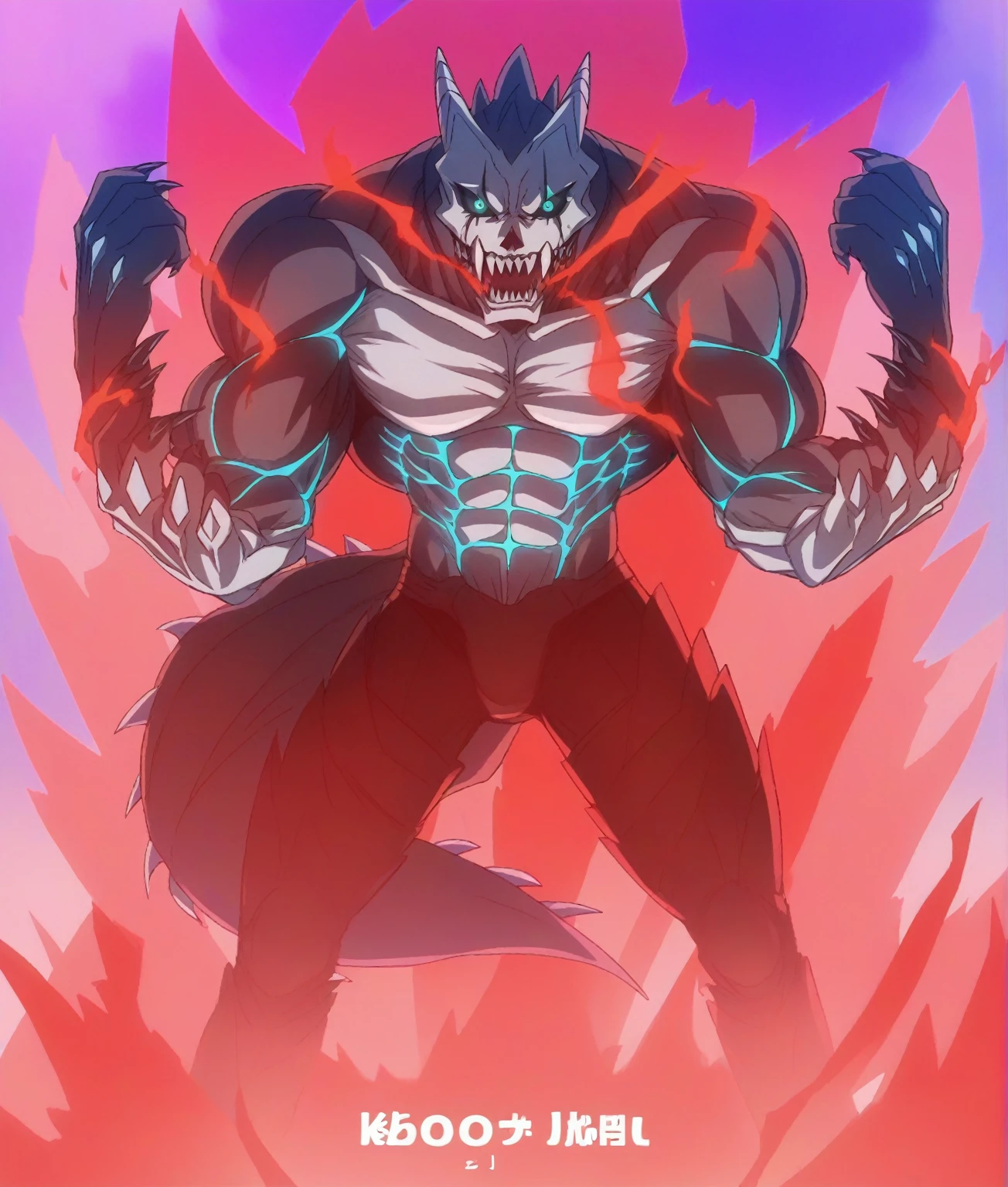 score_9,score_8_up, score_7_up, source_anime, BREAK
outdoors, 
kafkakaiju, 1boy, solo,glowing, glowing eyes, horns, sharp teeth, armor, aqua eyes, muscular male, looking at viewer, neon trim, black sclera, standing, claws, spikes, black body,
anime screencap, anime coloring, official art, muscular, lobo, the second, large pectorals, venous muscles, Huge muscles, flexing