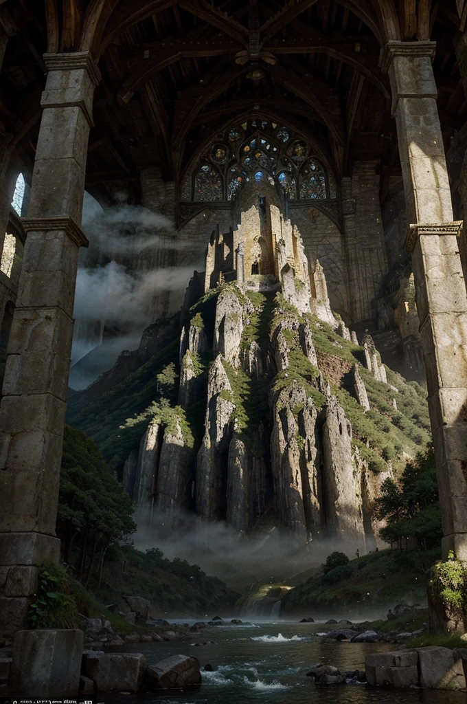 fantasy map, medieval cartography, seven villages, lush forests, towering mountains, vast oceans, intricate details, realistic medieval style, masterful draftsmanship, highly detailed, cinematic perspective, atmospheric lighting, rich color palette, dramatic shadows, exquisite textures, etched parchment, aged and weathered appearance, antique aesthetic, masterpiece