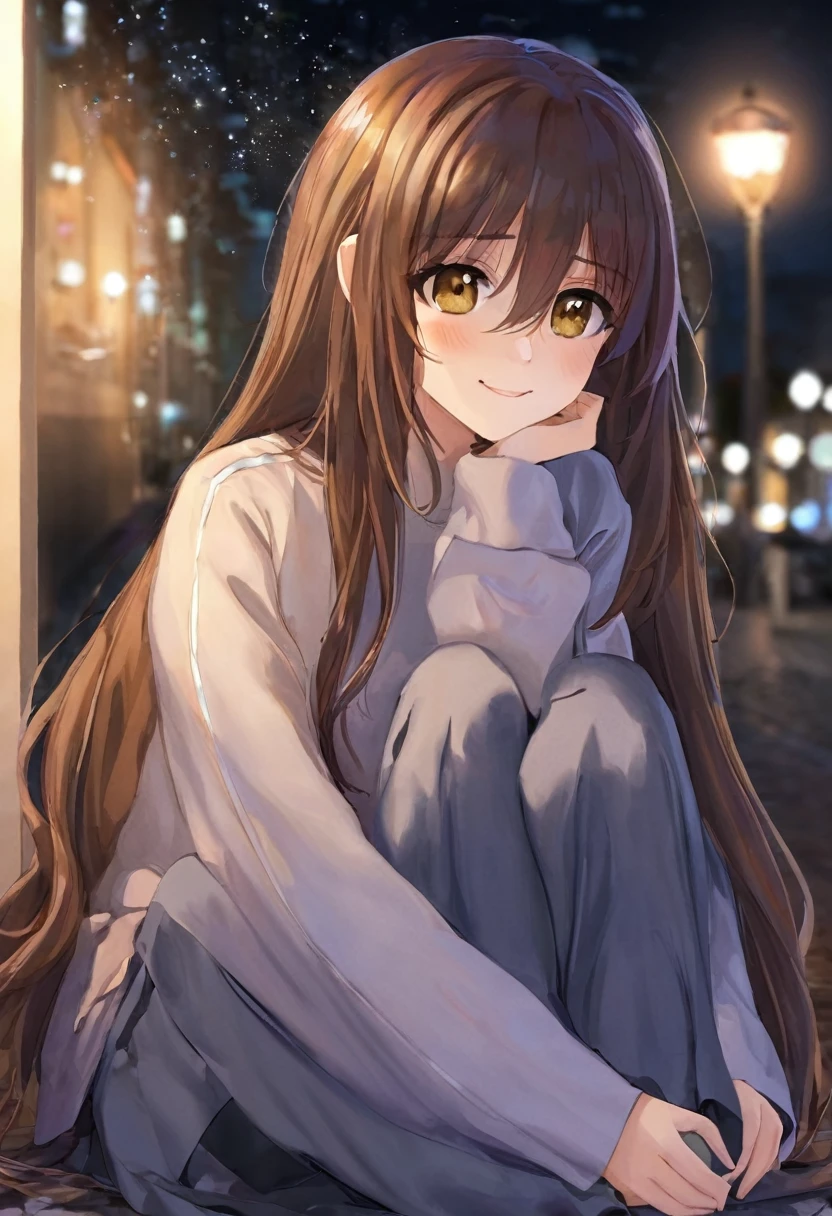 girl.Brown hair.العيون الbeautiful.Hazel eyes.At night time.
Flowing hair. I grow.nocturnal.calm.beautiful.Sitting at night. Smiling.happy