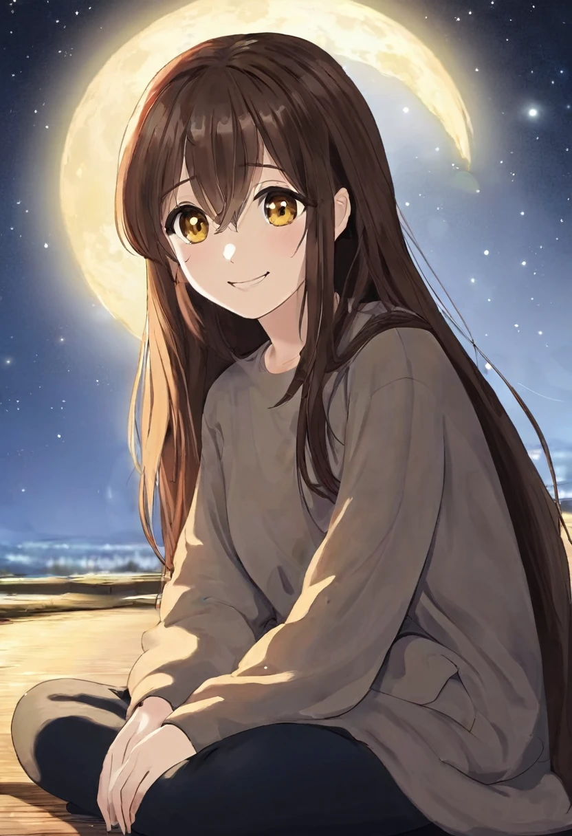 girl.Brown hair.العيون الbeautiful.Hazel eyes.At night time.
Flowing hair. I grow.nocturnal.calm.beautiful.Sitting at night. Smiling.happy