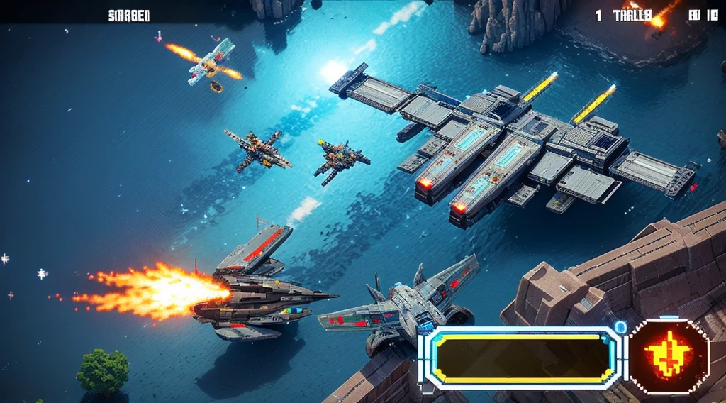 Pixel Games,Sci-fi scene,Space War,Spaceship Battle Group,Fire, Pixel Art #Pixel Art