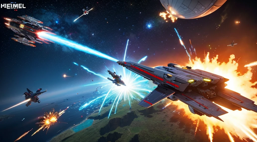 Pixel Games,Sci-fi scene,Space War,Spaceship Battle Group,Fire,explode,Pixel Art #Pixel Art