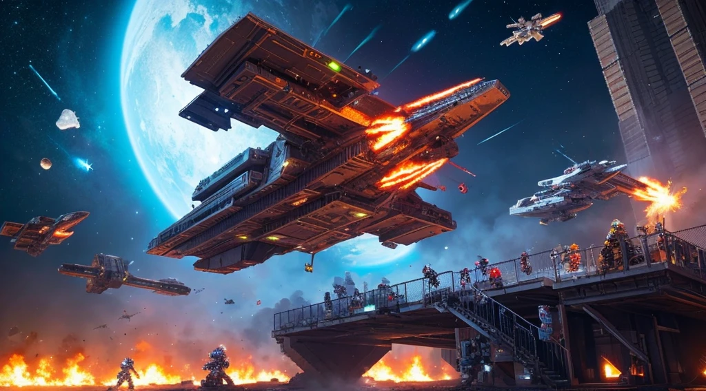 Pixel Games,Sci-fi scene,Space War,Spaceship Battle Group,Fire,explode,Pixel Art #Pixel Art