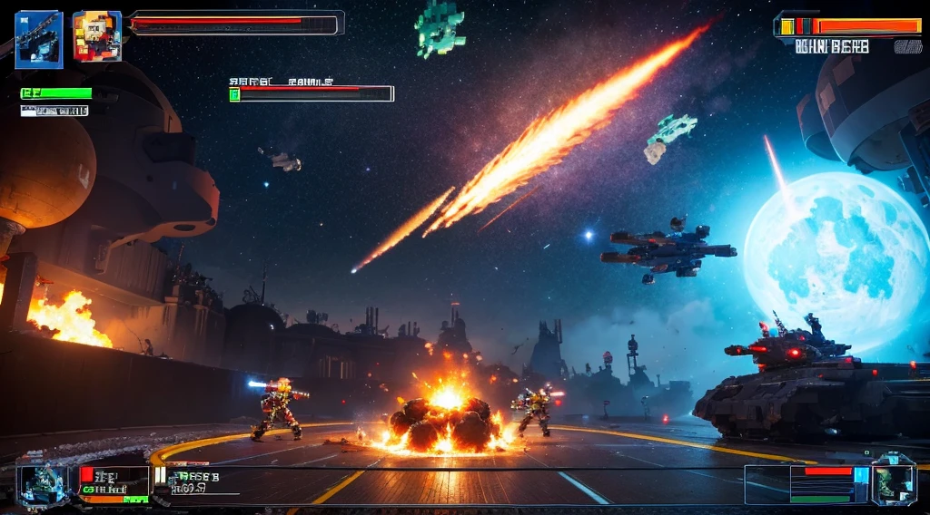 Pixel Games,Sci-fi scene,Space War,Spaceship Battle Group,Fire,explode,Pixel Art #Pixel Art