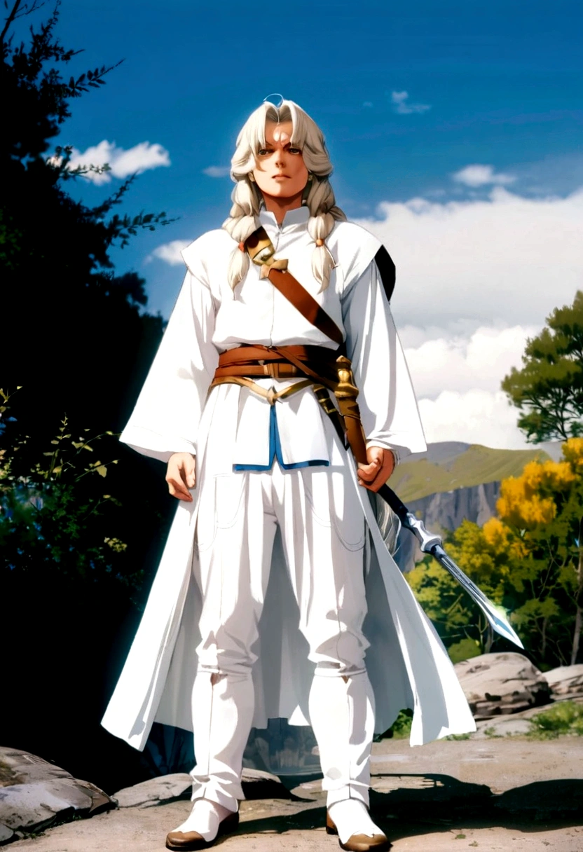 Anime character who is a warrior wizard with white clothes
