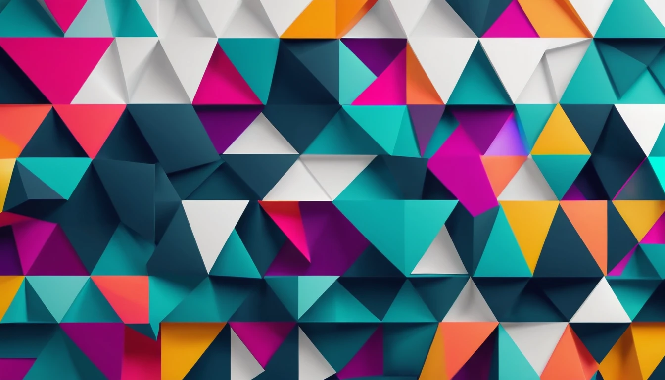 Create an abstract geometric background with a modern color palette for a technology conference. 4K, UHD