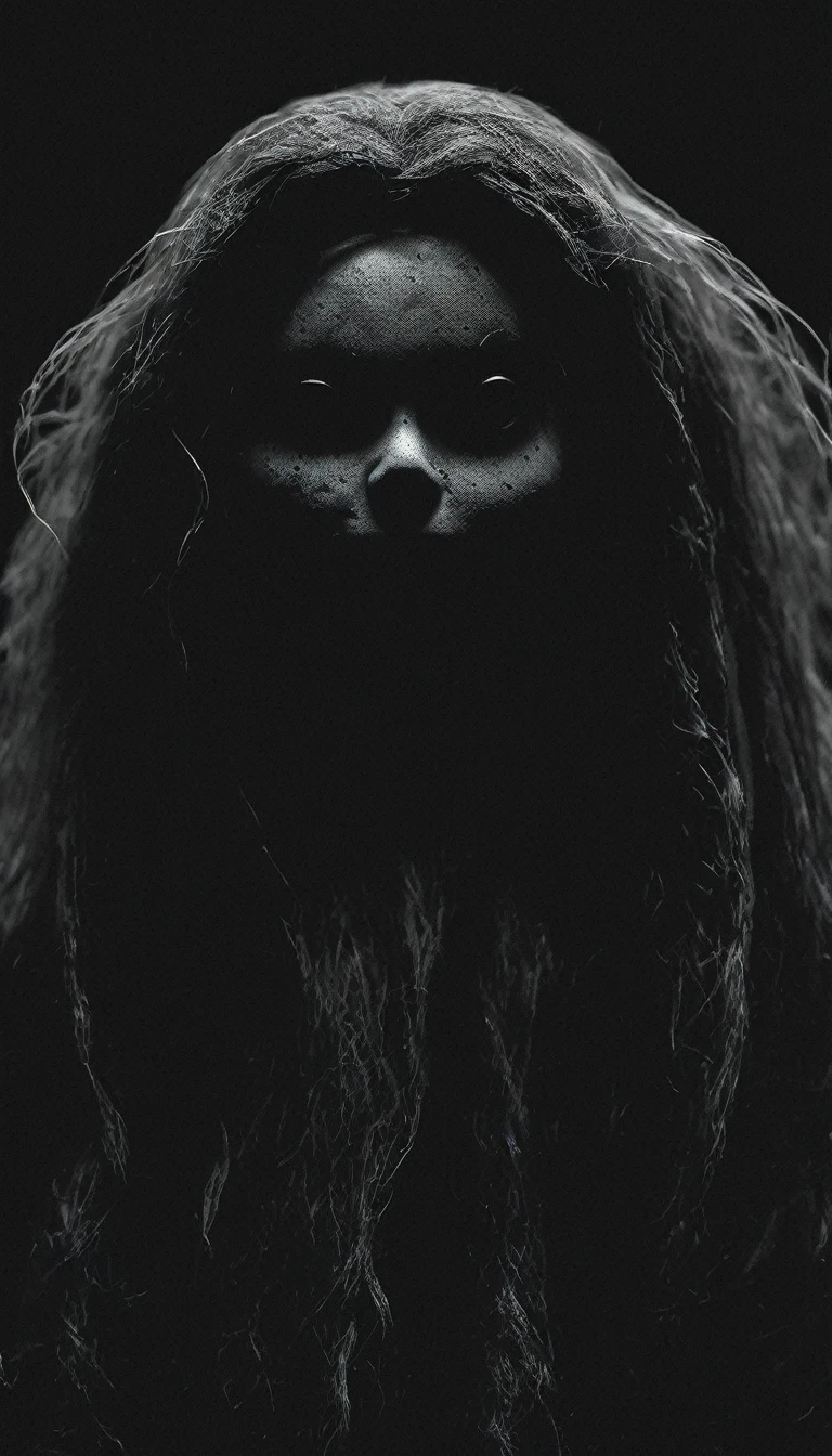 A ghostly staring at the camera, scary