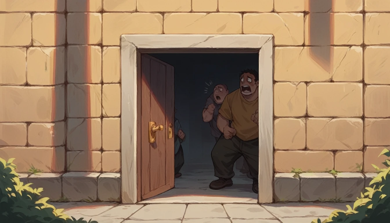 Jerusalem Wall, golden door,  people looking from afar , scared pointing finger , he&#39;s solorado 