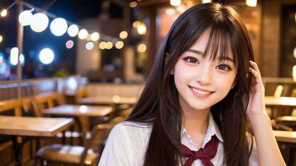 Cute girl working at a cafe terrace Japanese 19age
Professional Lighting Digital SLR Beautiful and elaborate face Perfect and beautiful face Big eyes Smile