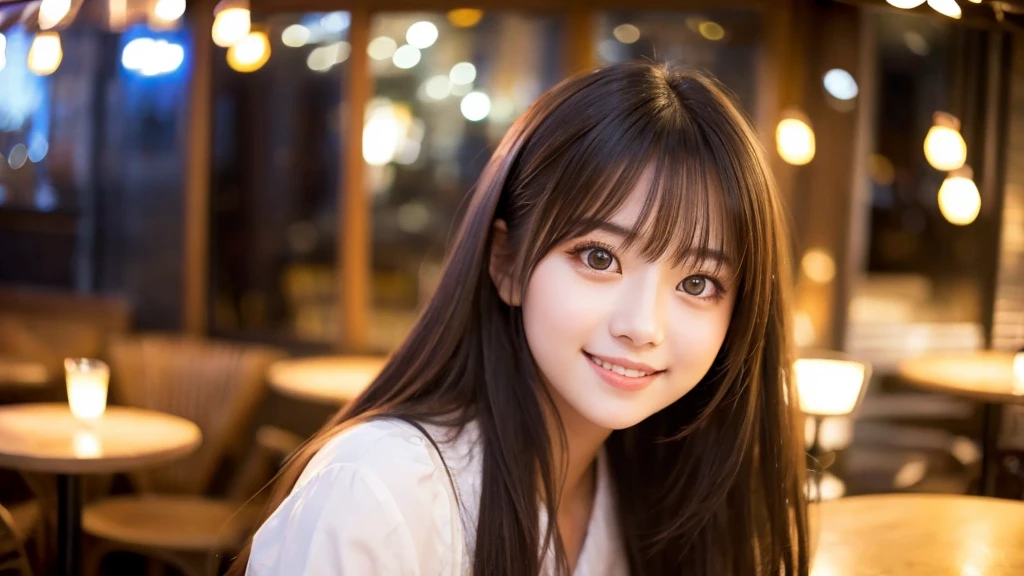 Cute girl working at a cafe terrace Japanese 19age
Professional Lighting Digital SLR Beautiful and elaborate face Perfect and beautiful face Big eyes Smile