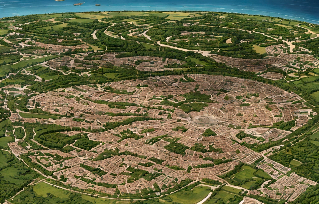 um mapa de uma cidade em ruins, Divided Earth, many roots, sem vida, no plants, destroyed, ruins, worries, vineyards, dead trees, medieval city map, Japan, japanese capital, feud, Japanese, leaves, city map, detailed ruin, wreckage, fantasy city scenery
