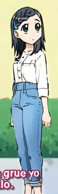 White dress, blue jeans, flower patuern,