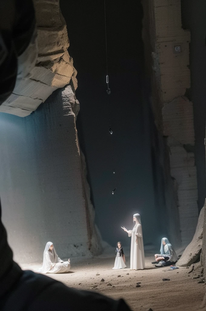 dark atmospheric horror, middle aged sexy cyberpunk witch coven in a cave, (RAW photo, real, best quality, masterpiece:1.2), detailed, (hyper realistic, photo-realistic:1.2), high quality, (dark lighting:1.2), perfect lighting