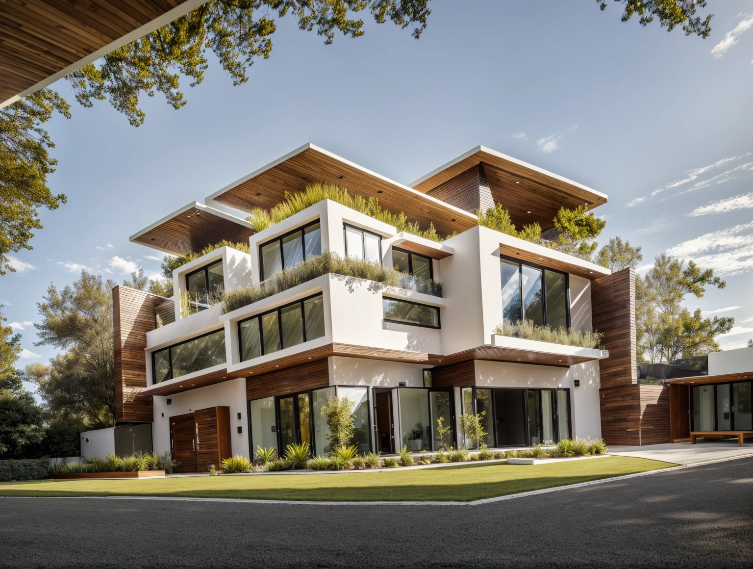 1 MODERN house, cafe area:1.4, main material by white wall and wood, large yard, 1 road passes in front of the house, (Photo brute, real, best quality, head of'artwork:1.2), avoir l'modern and minimalist look, 1 route devant la maison, lumière annulaire Shime, brightness of light'interior:1.2, dynamic lighting:1.3, (hyper realistic, photo-realistic:1.2), High quality, (dark lighting:1.2), perfect lighting, archquotidiennement