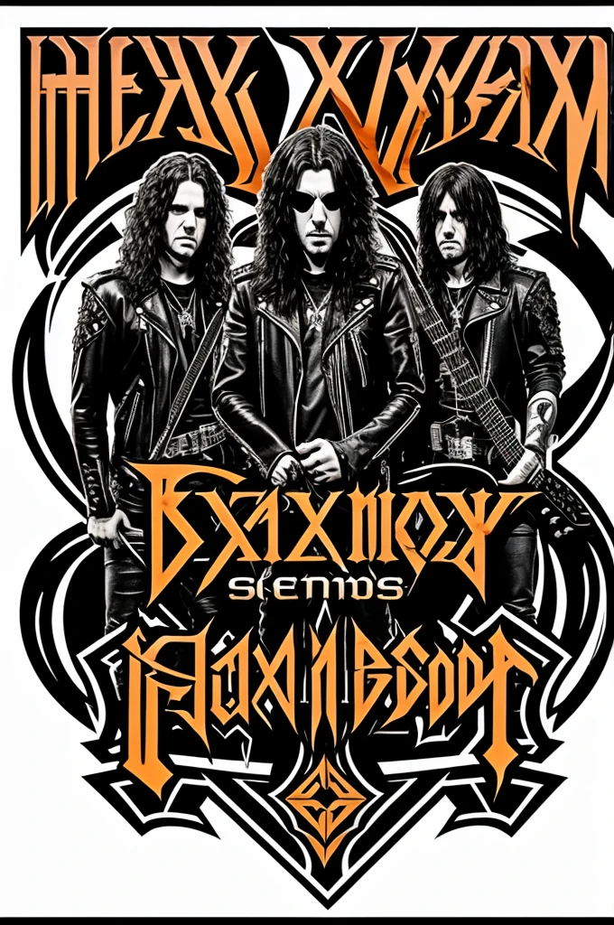 A band logo, containing the name SexBoys, that has heavy metal elements, guitars, etc