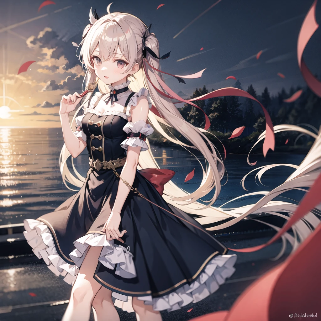 ((Highest quality)), ((masterpiece)), (detailed), One girl, Ruffled clothing, Clothes with ribbons, Half Twin Tail, human