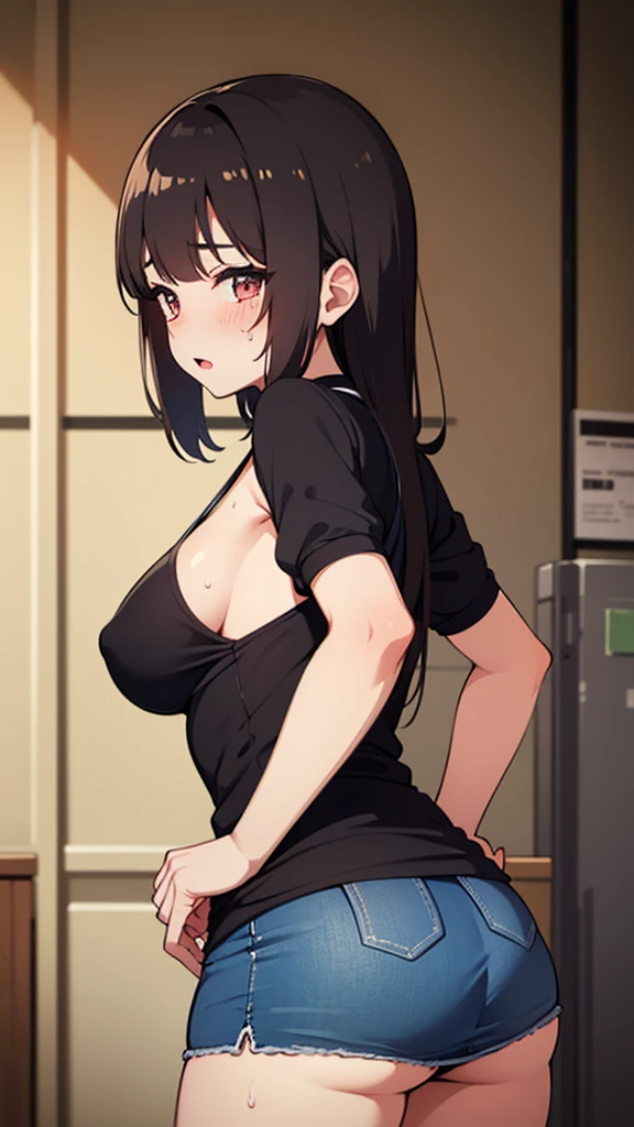 ((Highest quality)), ((masterpiece)), (Very detailed: 1.3), Cute Girls,Perfect breasts,Perfect Ass,20-year-old,Sensual look,mini skirt,Perfect body,Round Breasts,Soft lips,sweating,