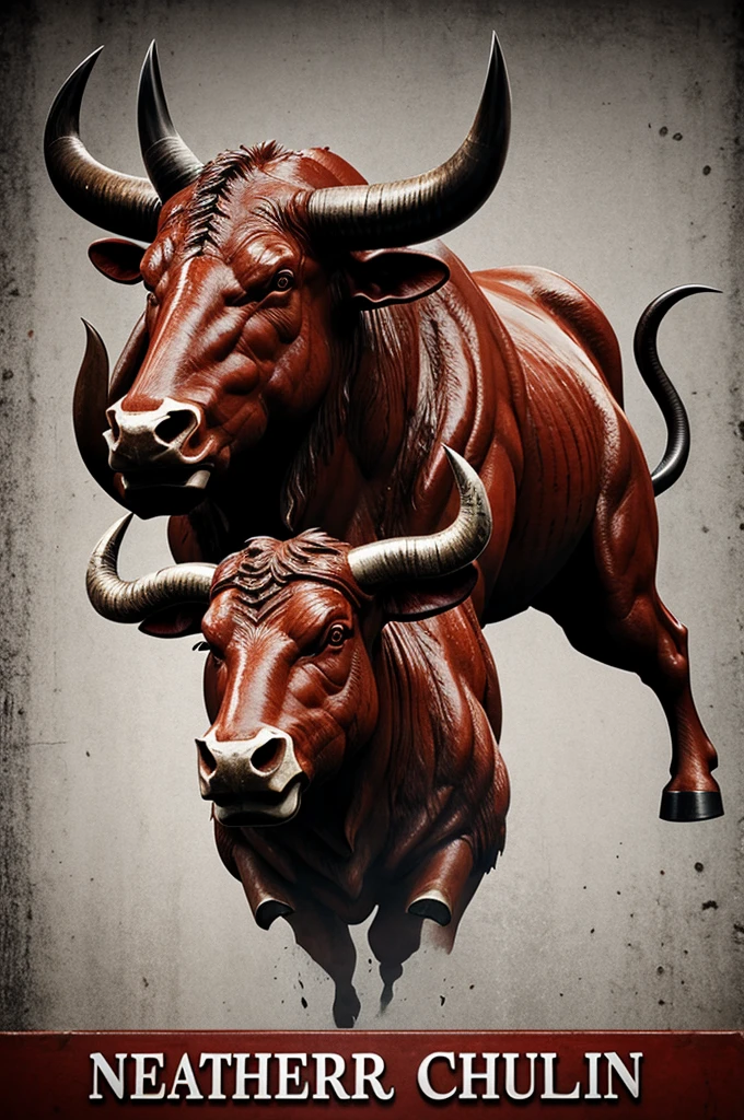 premium butcher shop logo with realistic raging bull image, the butchery is called "NELRIX"