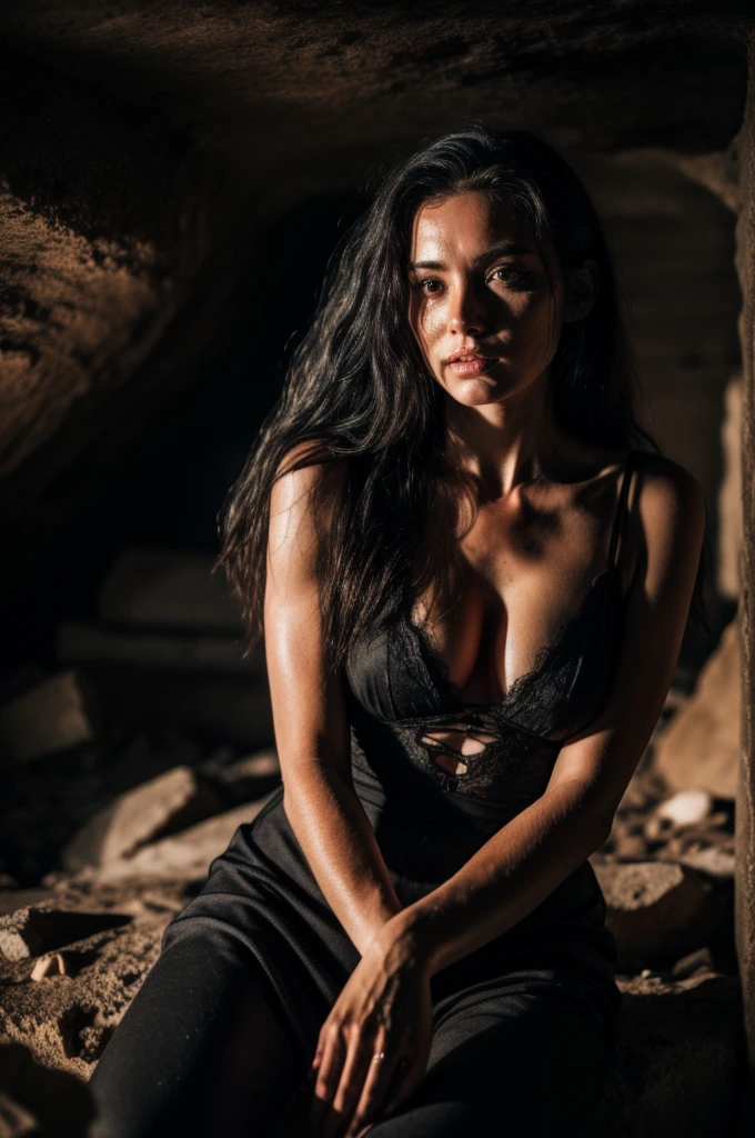 dark atmospheric horror, middle aged sexy cyberpunk witch coven in a cave, (RAW photo, real, best quality, masterpiece:1.2), detailed, (hyper realistic, photo-realistic:1.2), high quality, (dark lighting:1.2), perfect lighting