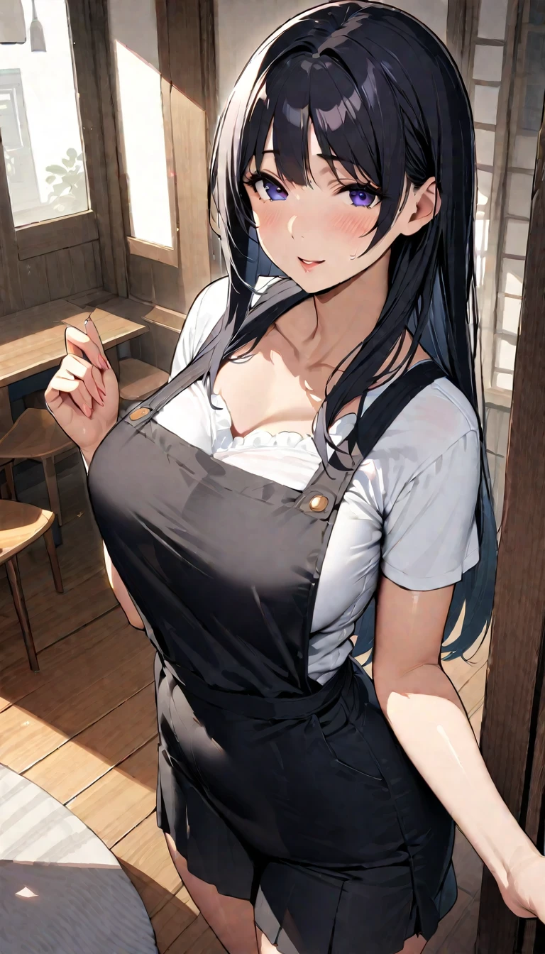 (masterpiece,Highest quality,Ultra-high resolution),,(ultra best illustration), (best shadow),high quality,(ultra detailed:1.15),hyper detailed,insanely detailed, exquisite,beautiful,absurdres,1 woman,Japanese women,(house wife:1.5),(40 years old:1.3),(middle-aged:1.49),(Small and round face:1,19),medium skin,shiny skin,detailed skin,detailed face,beautiful breasts,small breasts,Retinal Detail,side part,straight hair,long hair,short-sleeved shirt,culottes,