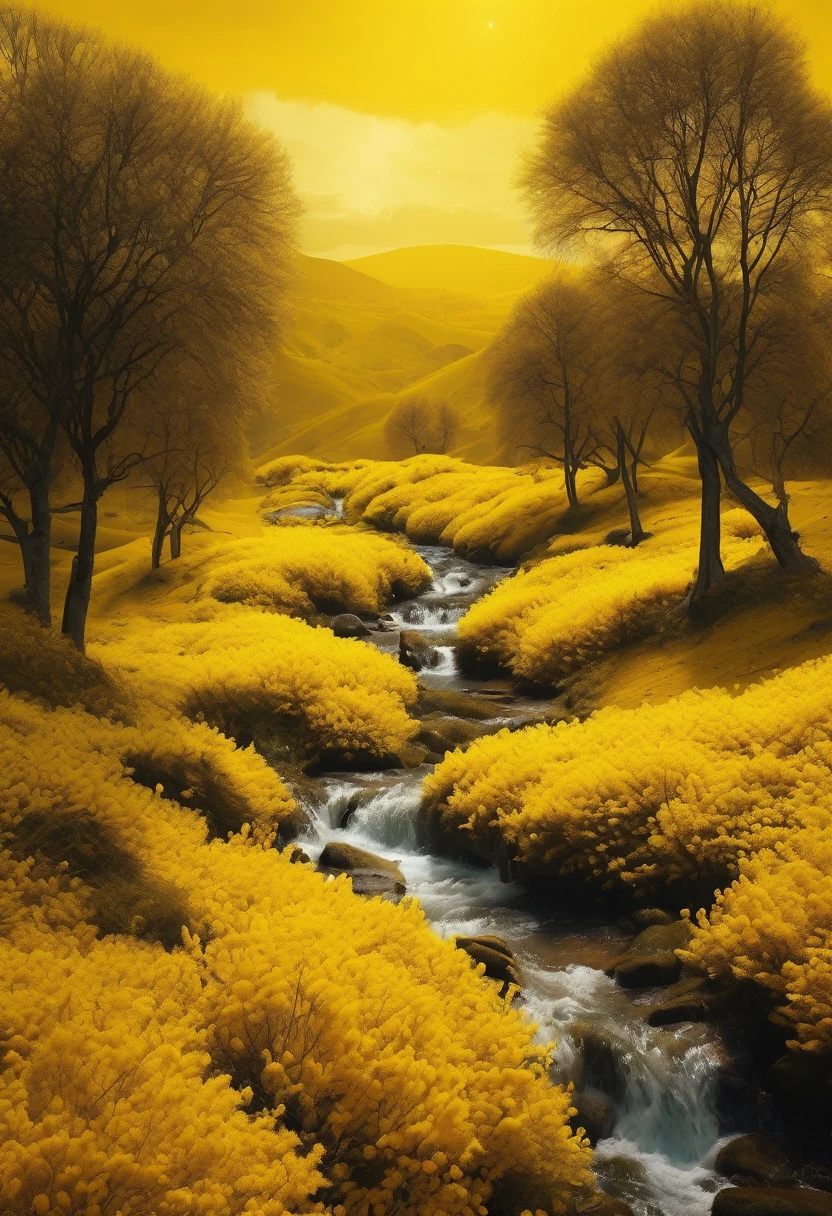 yellow aesthetic landscape, 8k, masterpiece,