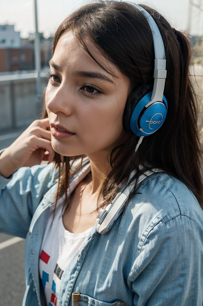 Woman is sick with her headphone