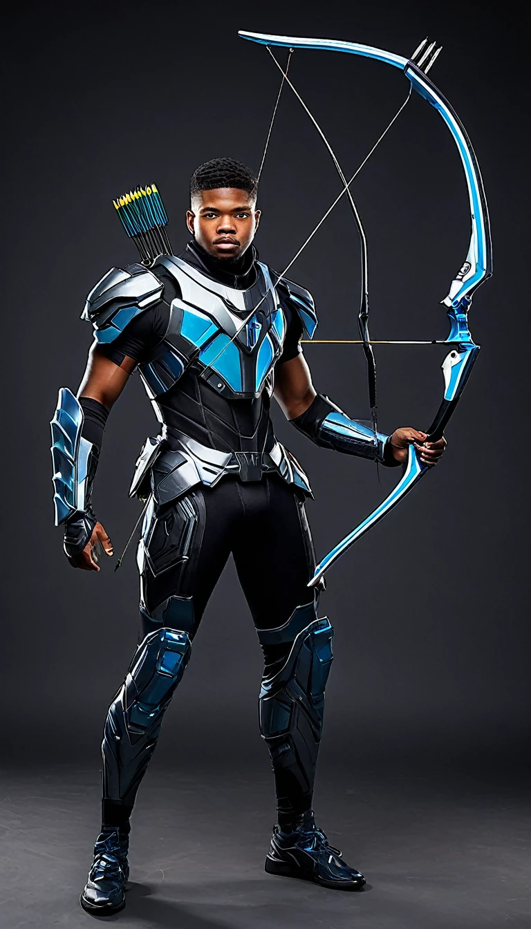 Make a futuristic caboclo holding a custom bow