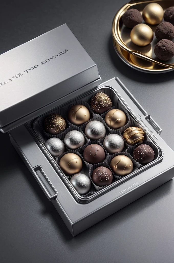 Image about economy, Graphics, etc, silver theme/gray with chocolate truffles with gold details