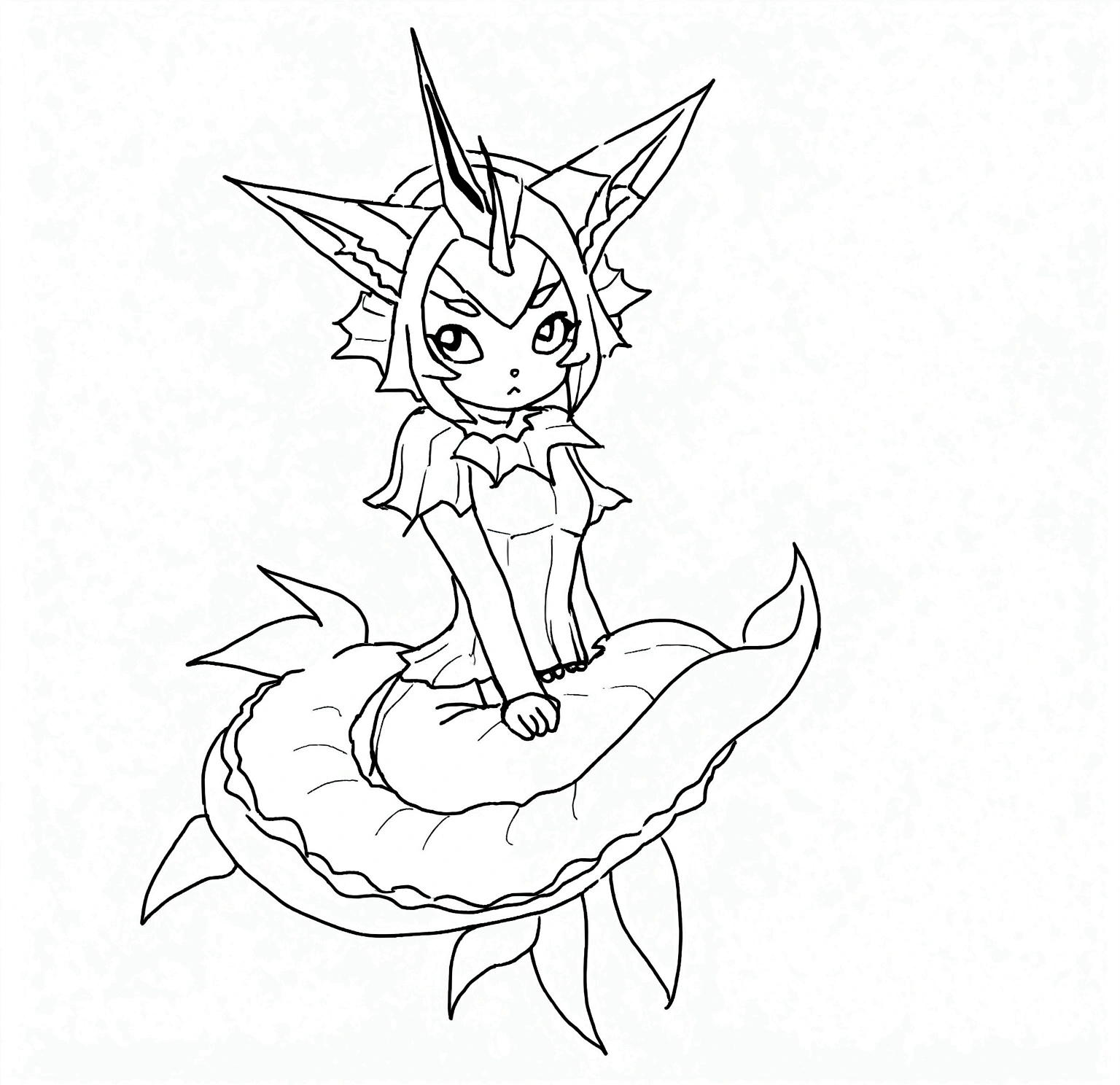 A pastel blue fox with light pink, mermaids tail
