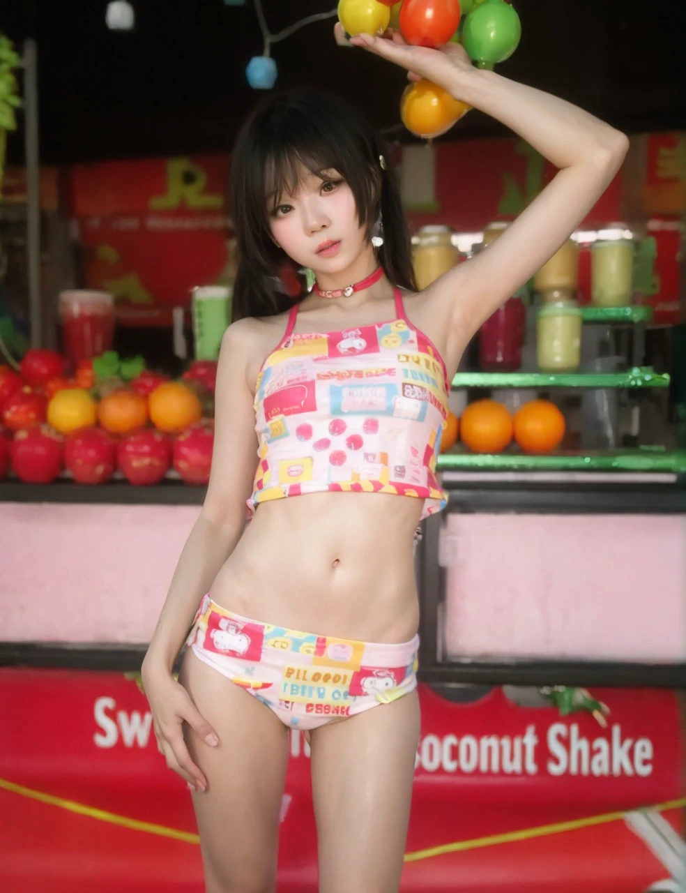 A young woman standing on the street, blur background, beatiful, photorealistic