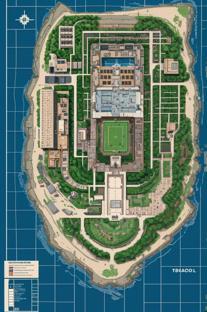 do a 2d pixel rpg map of a abandoned bunker complex top view pos apocaliptic tematic as Rio de Janeiro Brazil