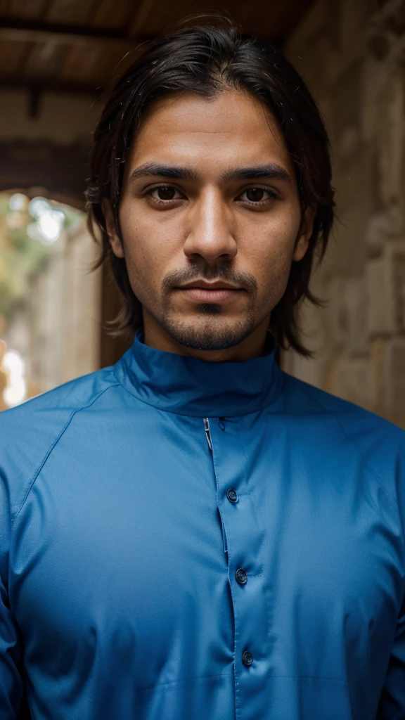Jesus Jhonatan Roumie, face detailed, ultra 4k, blue tunic, close no rosto, thrilled[