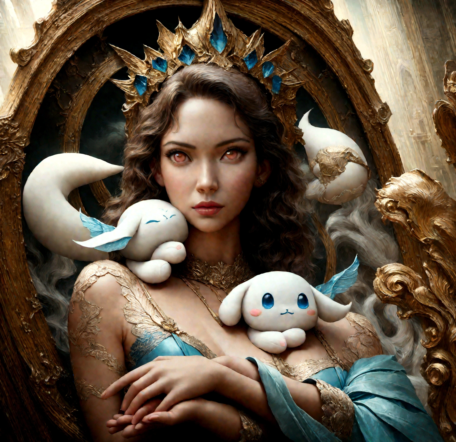 cinnamoroll blue pastel fox, light pink mermaid tail, detailed face, beautiful eyes, cute, adorable, ethereal, fantasy, magical realism, soft colors, dreamy, (best quality,4k,8k,highres,masterpiece:1.2),ultra-detailed,(realistic,photorealistic,photo-realistic:1.37),studio lighting,vivid colors,fantasy art
