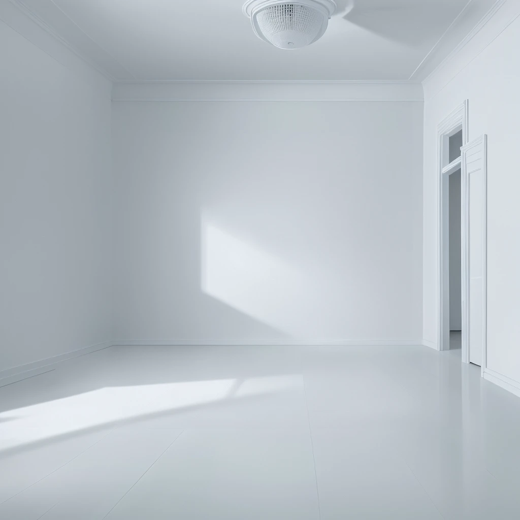 (Ultra realistic image, high resolution 16k, cinematic, high brightness, high saturation, high contrast, high sharpness:1.3) of a (room with white walls:1.4)
