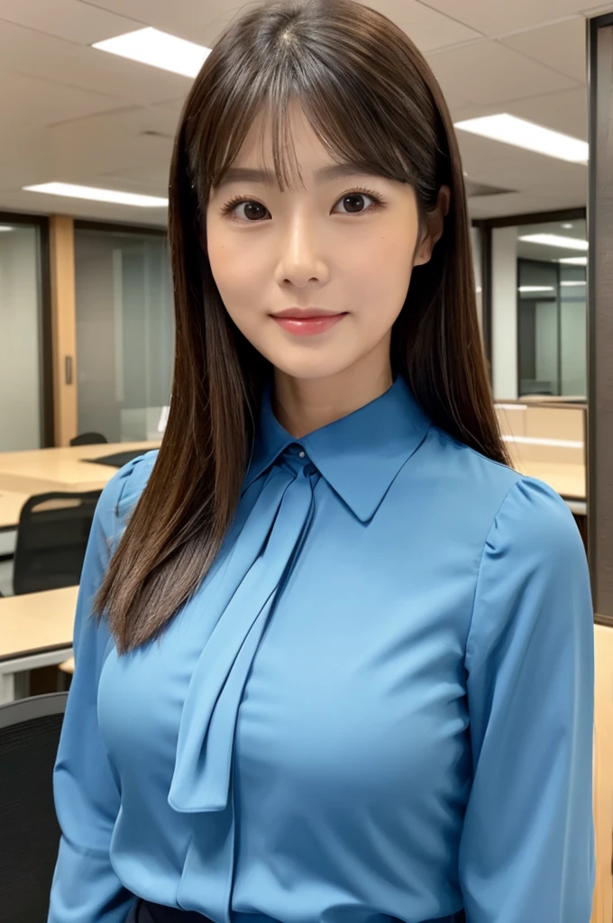 ((Highest quality)), ((masterpiece)), (detailed),Perfect Face,Japanese,Fair skin,Upper Body,Long Hair,Office Lady,Women's Ana Style,blouse,Mature Woman