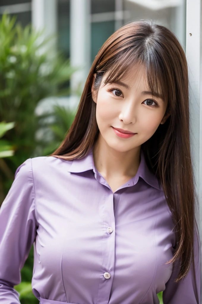 ((Highest quality)), ((masterpiece)), (detailed),Perfect Face,Japanese,Fair skin,Upper Body,Long Hair,Office Lady,Women's Ana Style,blouse,Mature Woman