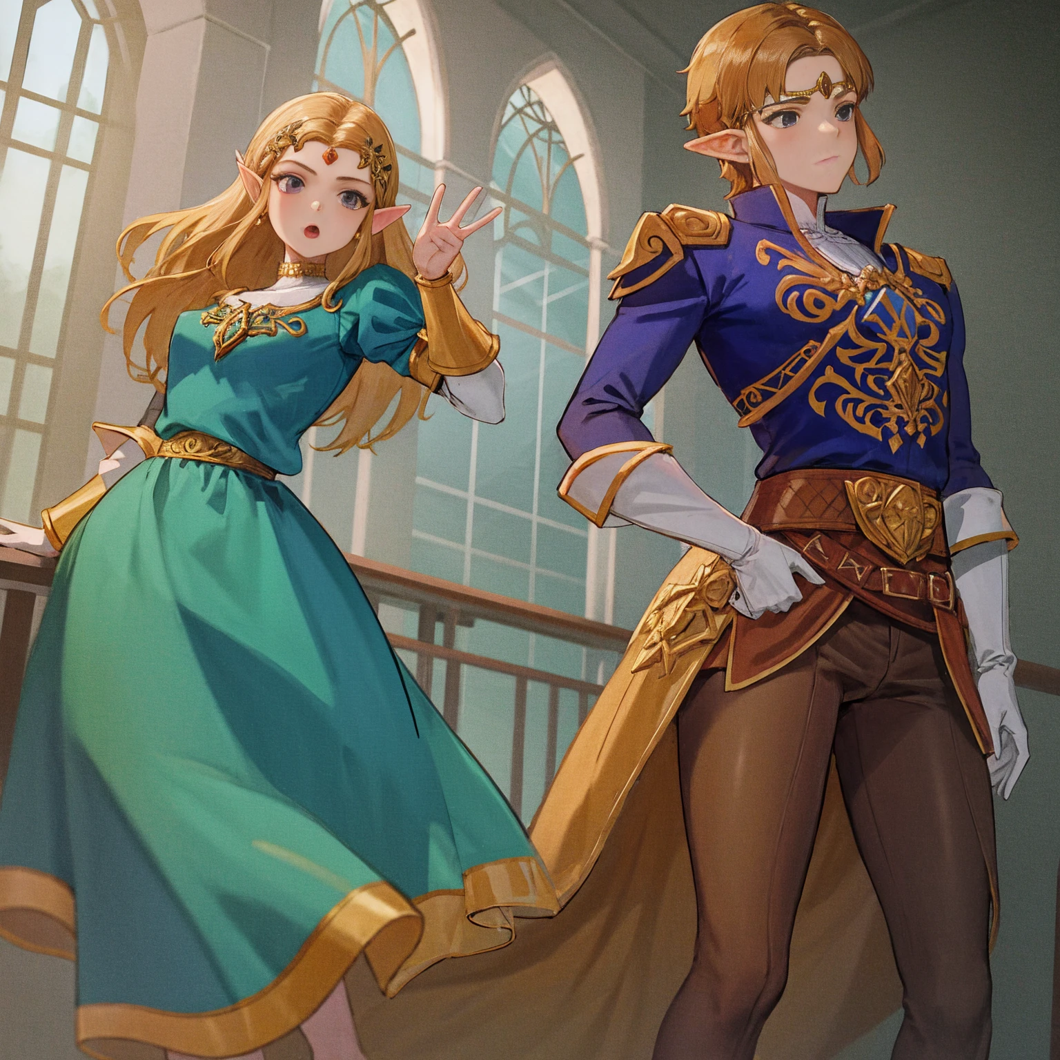 score_9, score_8_up, score_7_up beautiful aesthetic, very intricate, high quality details 1girl, princess zelda, fully clothes cowboy shot dim lighting indoors, inside castle Expressive