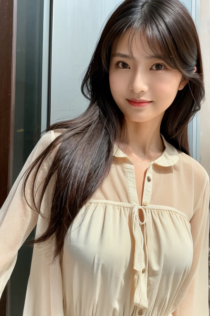 ((Highest quality)), ((masterpiece)), (detailed),Perfect Face,Japanese,Fair skin,Upper Body,Long Hair,Women's Ana Style,blouse,Mature Woman