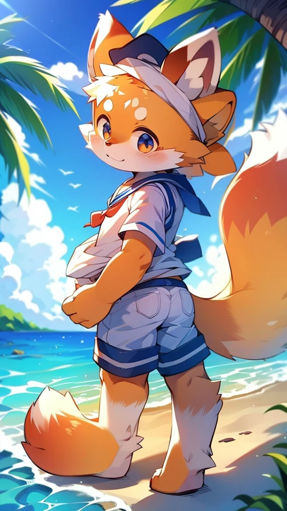 Red Panda Uncle,Ocean,Sailor suit,