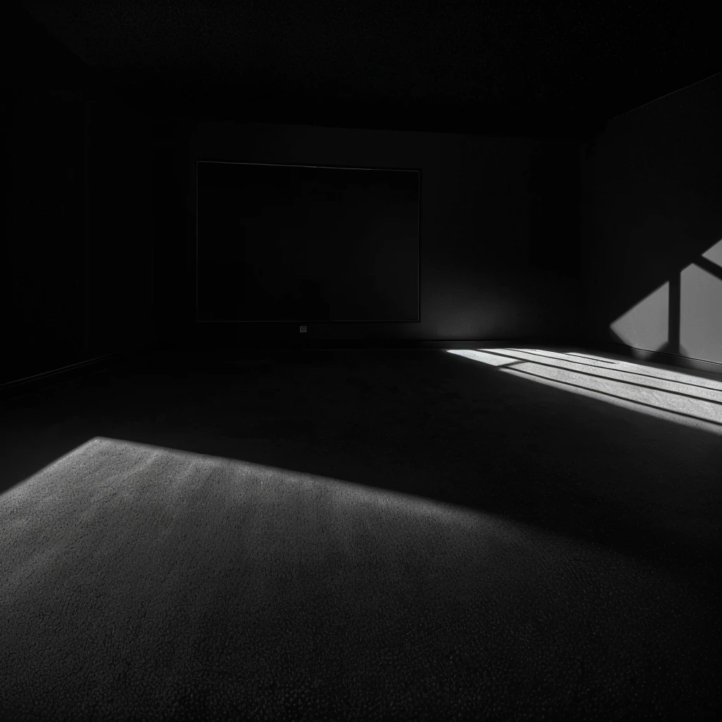 (Ultra realistic image, high resolution 16k, cinematic, high brightness, high saturation, high contrast, high sharpness:1.3) of a (room with black walls:1.4)